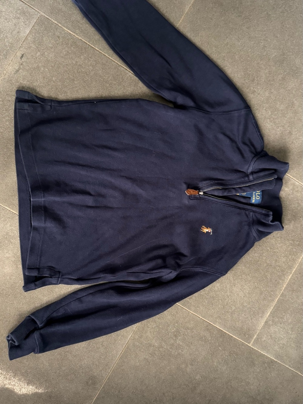 Polo by Ralph Lauren Navy Zip-Neck Sweater with Embroidered Pony